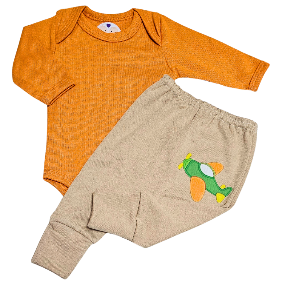 Body e Calça Prematuro Suedine Aviãozinho