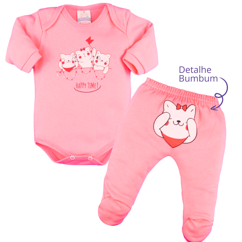 Body e Calça Prematuro Suedine Happy Time