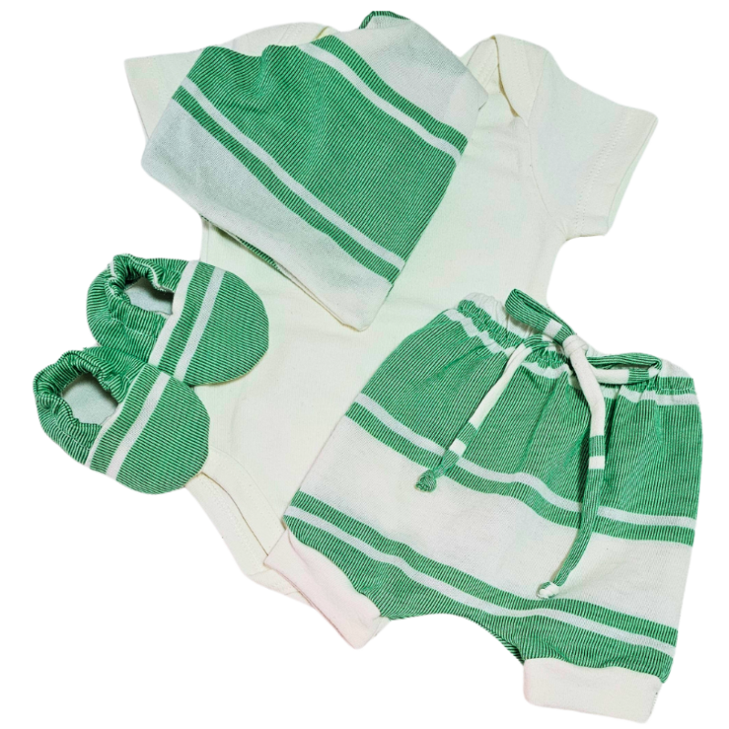 Conjunto Shorts Prematuro Listras Verde