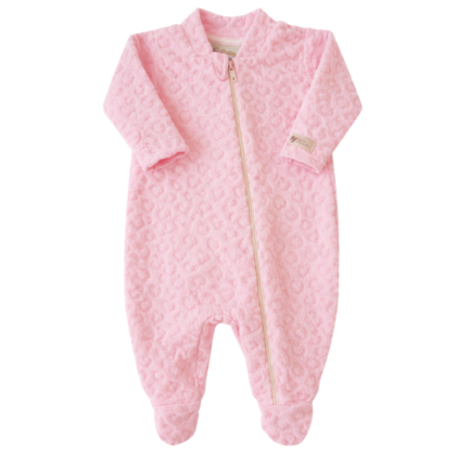 Macacão Prematuro Plush Zíper Rosa Bebê