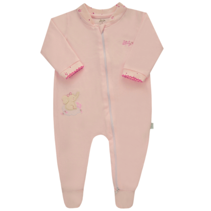 Macacão Prematuro Suedine Zíper Luxo Rosa