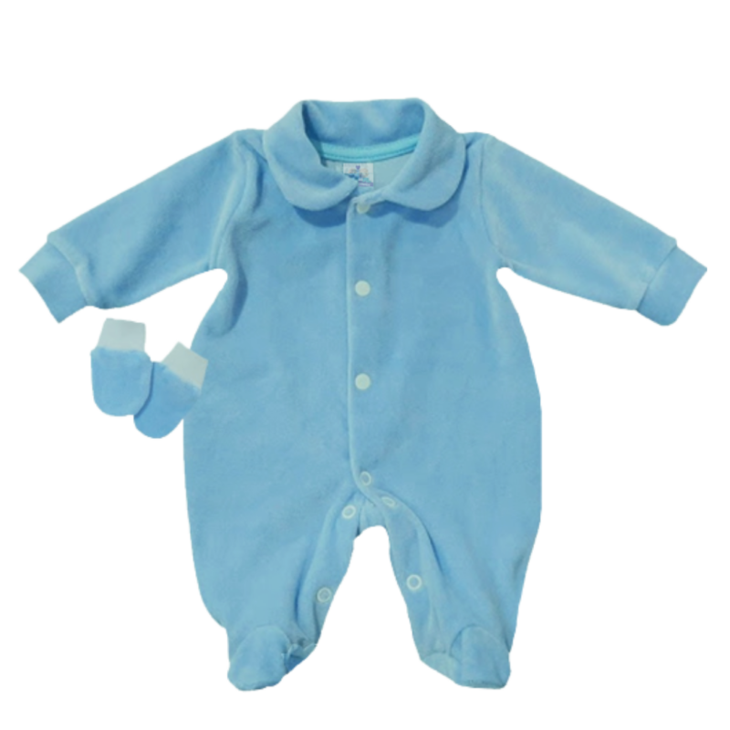 Kit Macacão Prematuro Plush Com Luva
