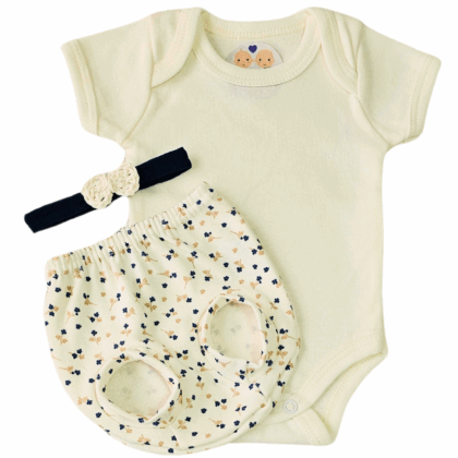 Conjunto Tapa Fralda Prematuro Suedine Flor Marinho