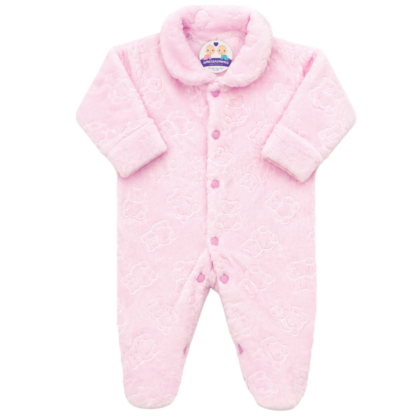 Macacão Prematuro Fleece 3D Ursinho Rosa