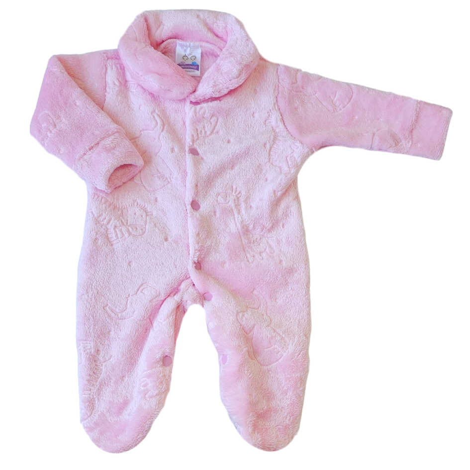 Macacão Prematuro Fleece Rosa Zoo Delicado