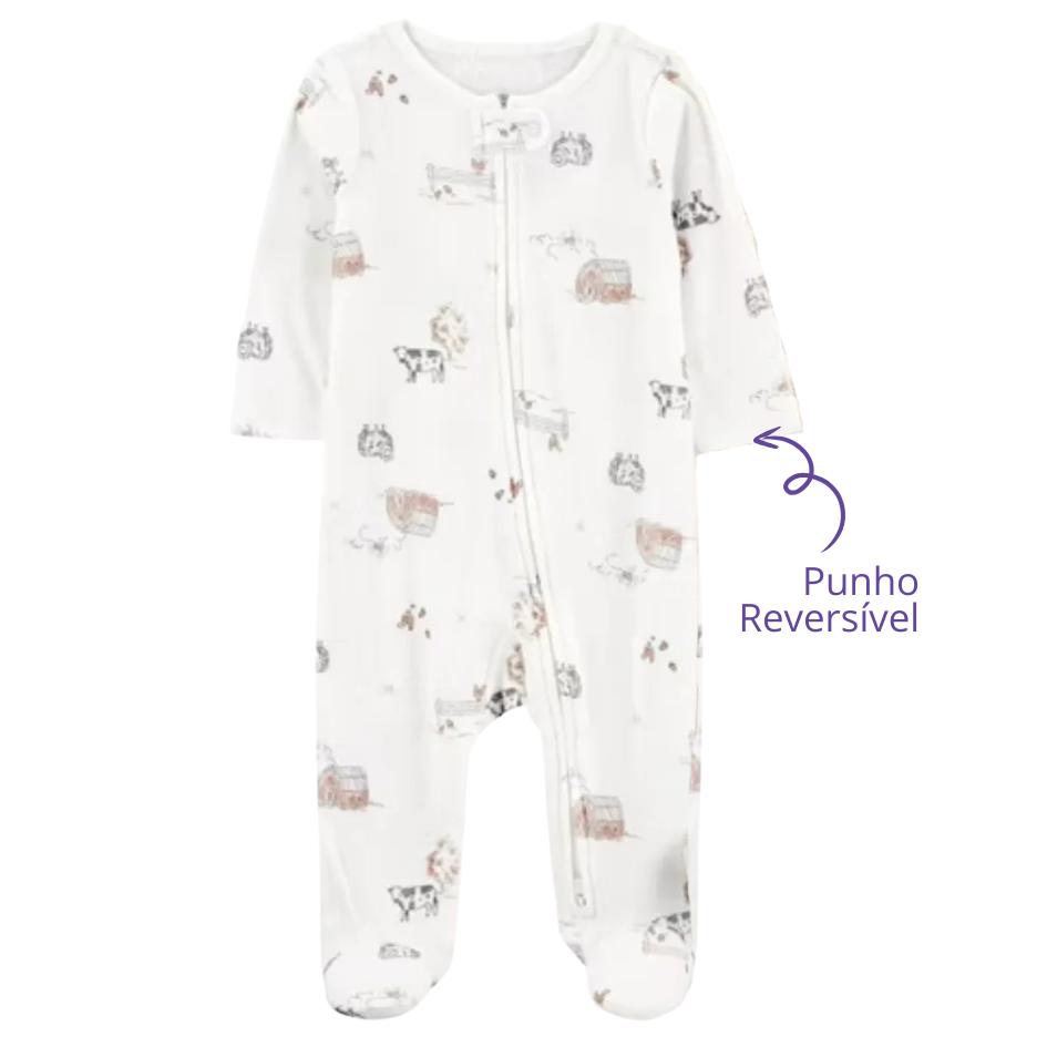 Macacão Prematuro Suedine Zíper Ovelhinha