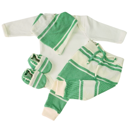 Conjunto Saruel Prematuro Listras Off Verde