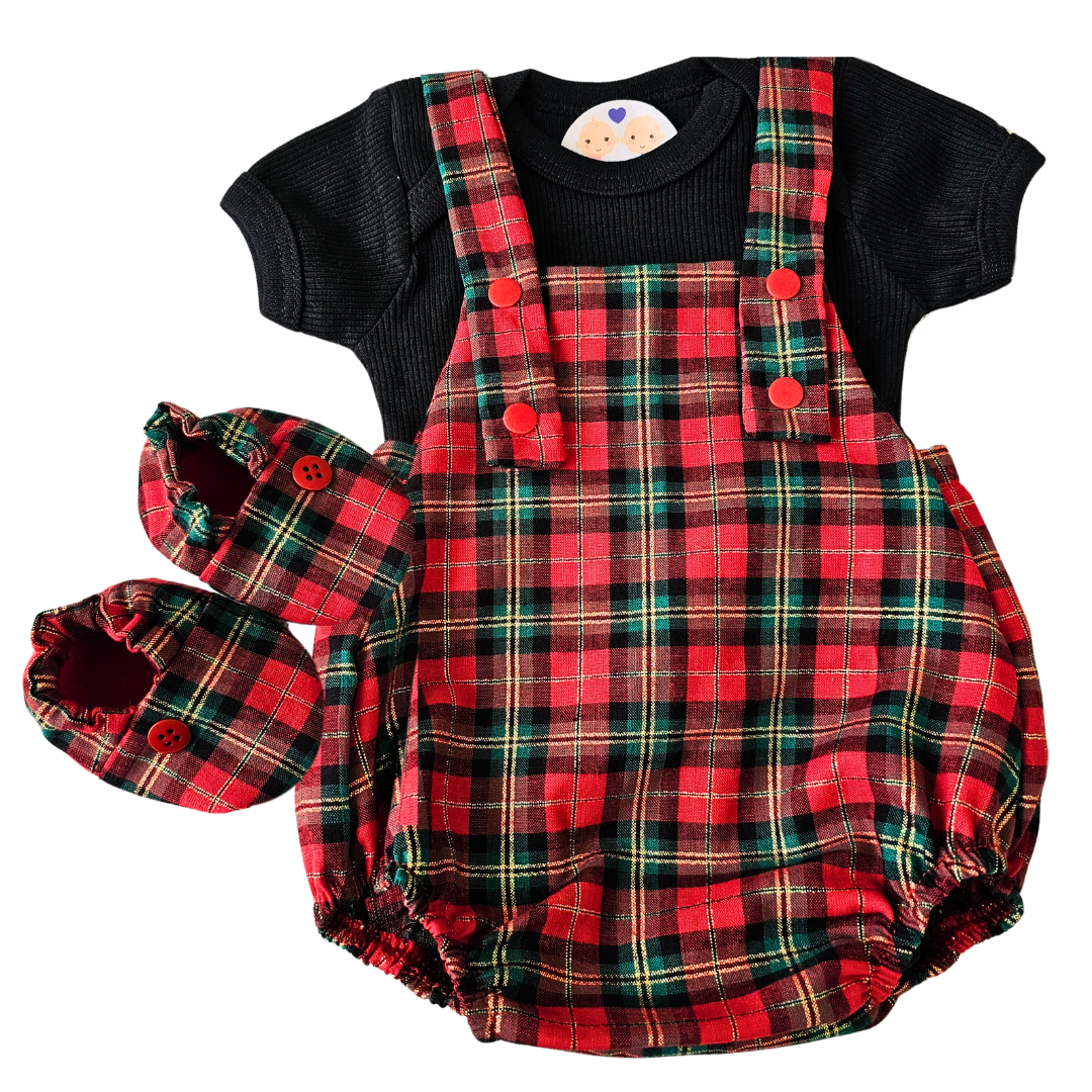 Jardineira Romper Prematuro Luxo Xadrez - Imagem 2