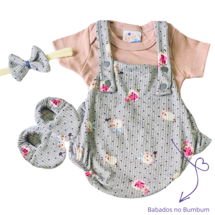Jardineira Romper Prematuro Ovelhinha Fadinha