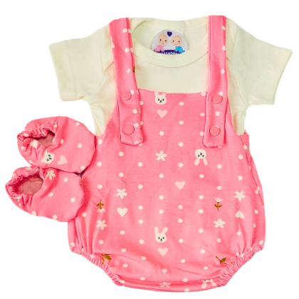 Jardineira Romper Prematuro Coelhinha Feliz