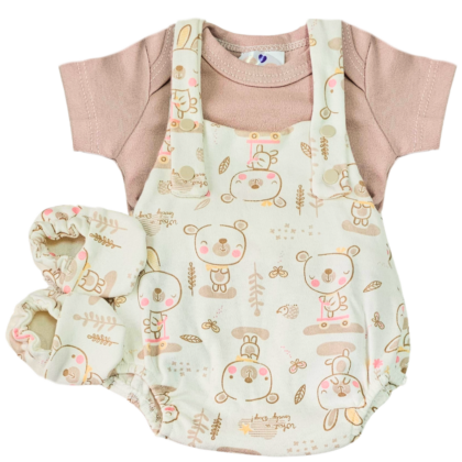 Jardineira Romper Prematuro Zoo Fofura
