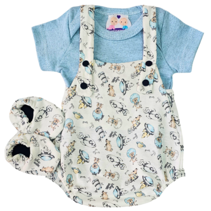 Jardineira Romper Prematuro Space Dog's