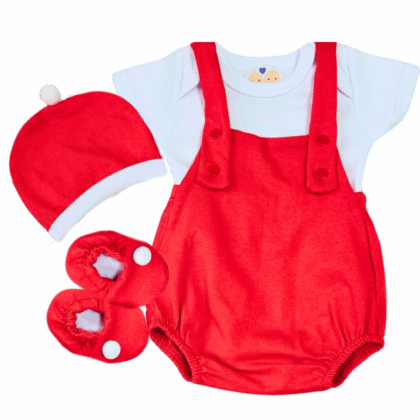 Jardineira Romper Com Gorro Prematuro Natal