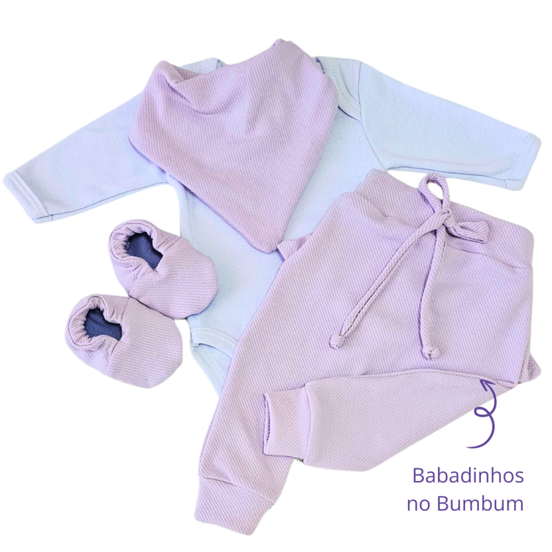 Conjunto Saruel Prematuro Luxo Jeans Lilás