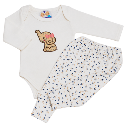 Body e Calça Prematuro Suedine Elefantinha Feliz