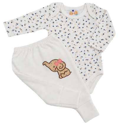Body e Calça Prematuro Suedine Elefantinha Feliz