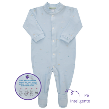 Macacão Prematuro Luxo Pé Inteligente Azul