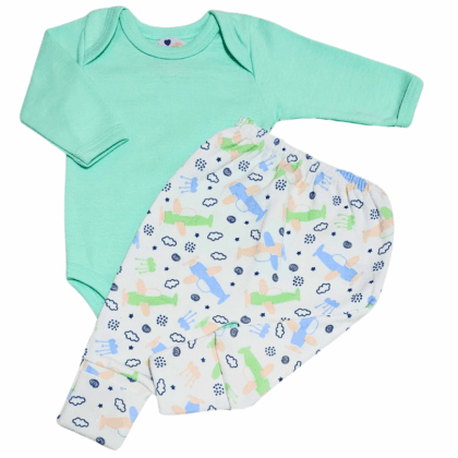 Body e Calça Prematuro Suedine Avião