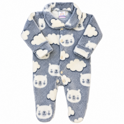 Macacão Prematuro Fleece Urso Marinho