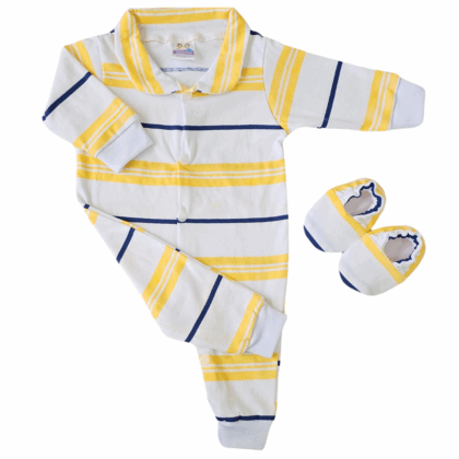 Kit Macacão Prematuro Suedine Listras
