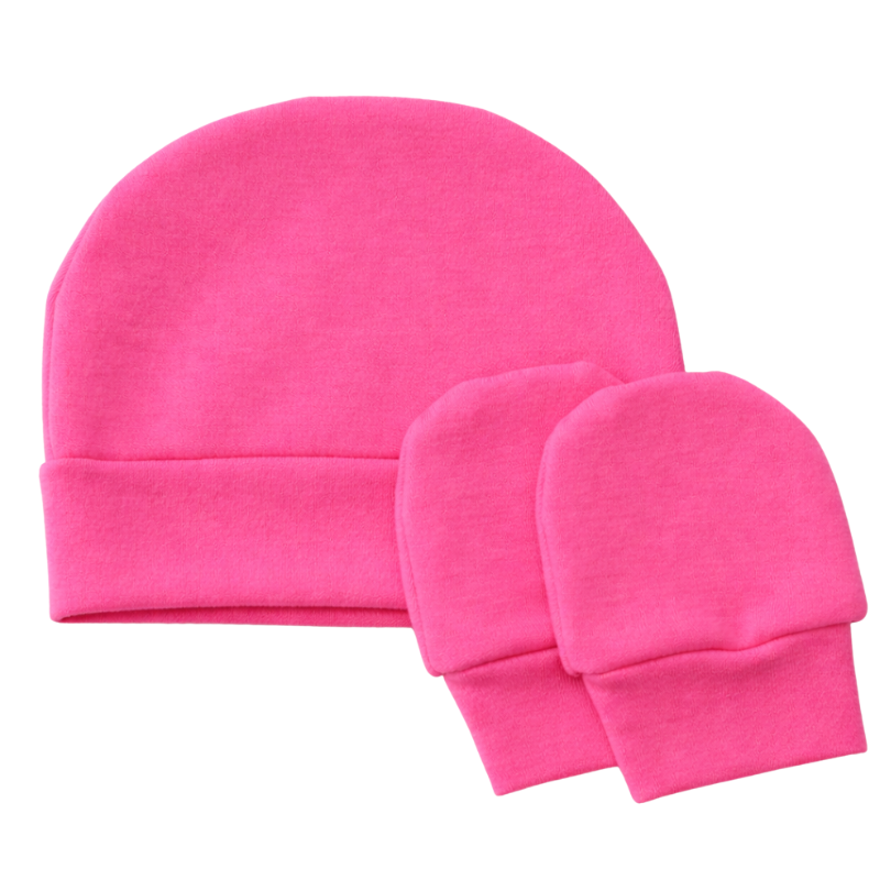 Kit Gorro e Luva Prematuro Algodão Pink PR2