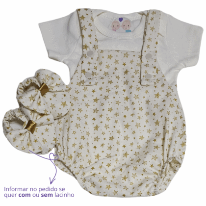 Jardineira Romper Prematuro Luxo Noite Feliz