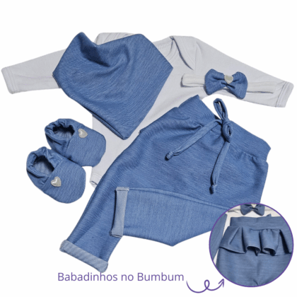 Conjunto Saruel Prematuro Luxo Jeans Apressadinha