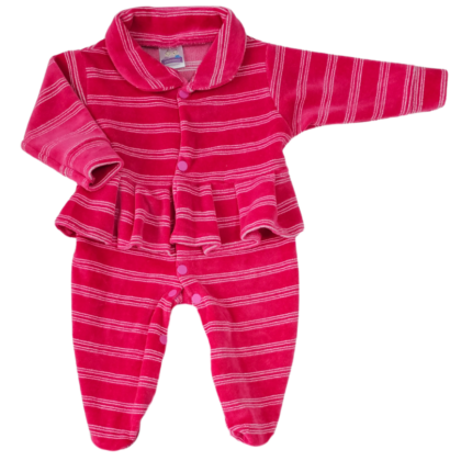 Macacão Prematuro Plush Pink Listras