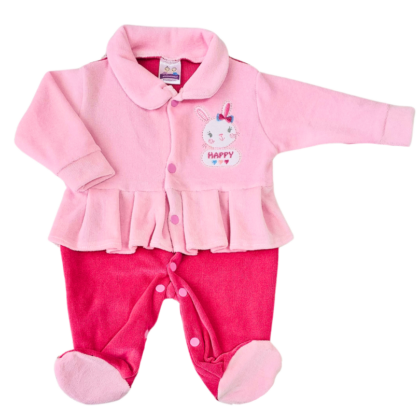 Macacão Prematuro Plush Bordado Coelha