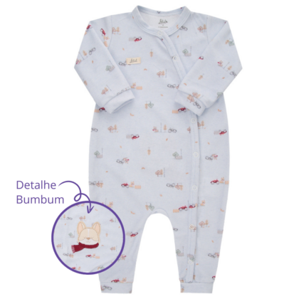 Macacão Prematuro Plush Bordado Bumbum Mescla