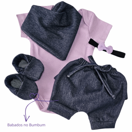 Conjunto Shorts Prematuro Estilo Jeans Apressadinha