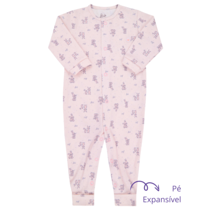 Macacão Prematuro Canelado Premium Coelho Rosa