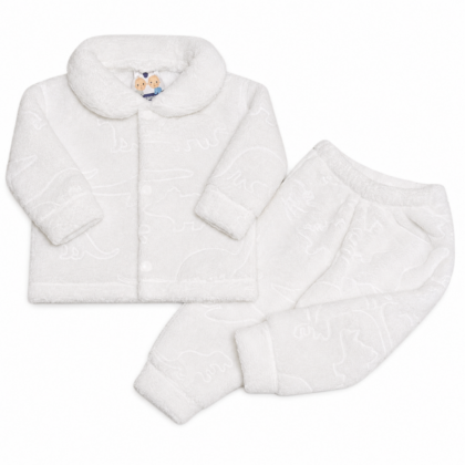 Conjunto Prematuro Fleece Dinos Branco