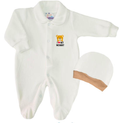 Kit Macacão Prematuro Plush e Gorro Off