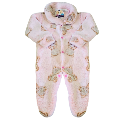 Macacão Prematuro Fleece Urso Rosa
