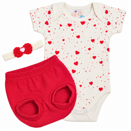 Conjunto Tapa Fralda Prematuro Suedine Coração da Mamãe