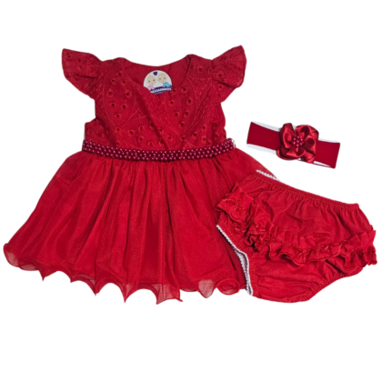 Vestido Festa Prematuro com Renda Vermelho