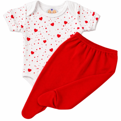 Body e Calça Prematuro Suedine Coração da Mamãe