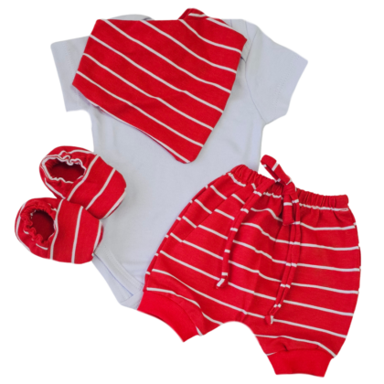 Conjunto Shorts Prematuro Listras Mini Papai