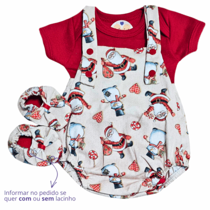 Jardineira Romper Prematuro Presentinho de Natal