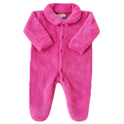 Macacão Prematuro Fleece 3D Lacinho Pink