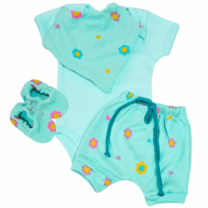 Conjunto Shorts Prematuro Flores Delicadas