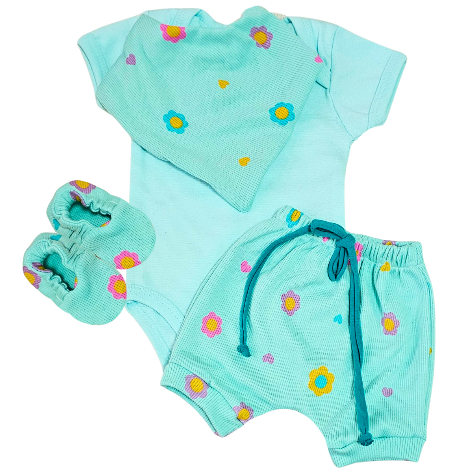 Conjunto Shorts Prematuro Flores Delicadas