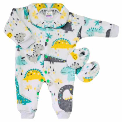Kit Macacão Prematuro Fleece Dinos