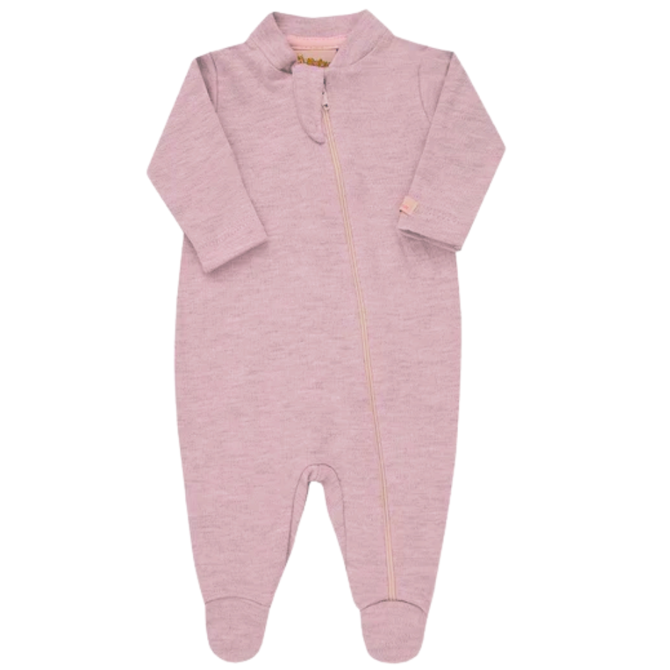Macacão Prematuro Suedine Zíper Rosa Mescla