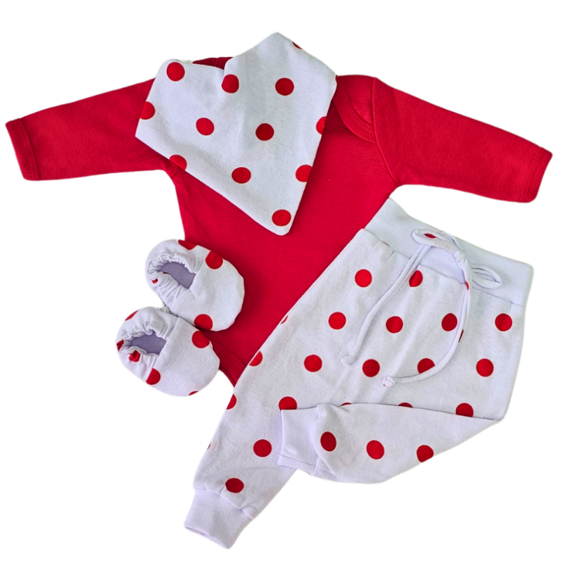 Conjunto Saruel Prematuro Poá Vermelho
