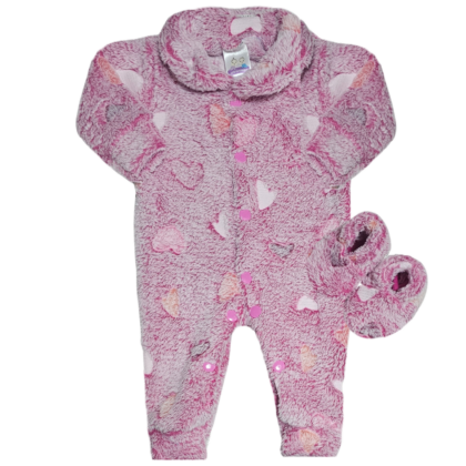 Kit Macacão Prematuro Fleece Coração