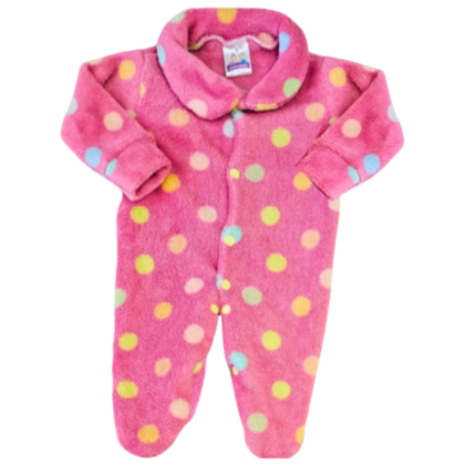 Macacão Prematuro Fleece Poá Rosa