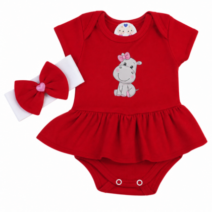 Body Vestido Suedine Prematuro Meu Primeiro Vermelhinho Básico