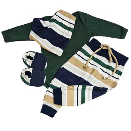 Conjunto Saruel Prematuro Listras Verde Off